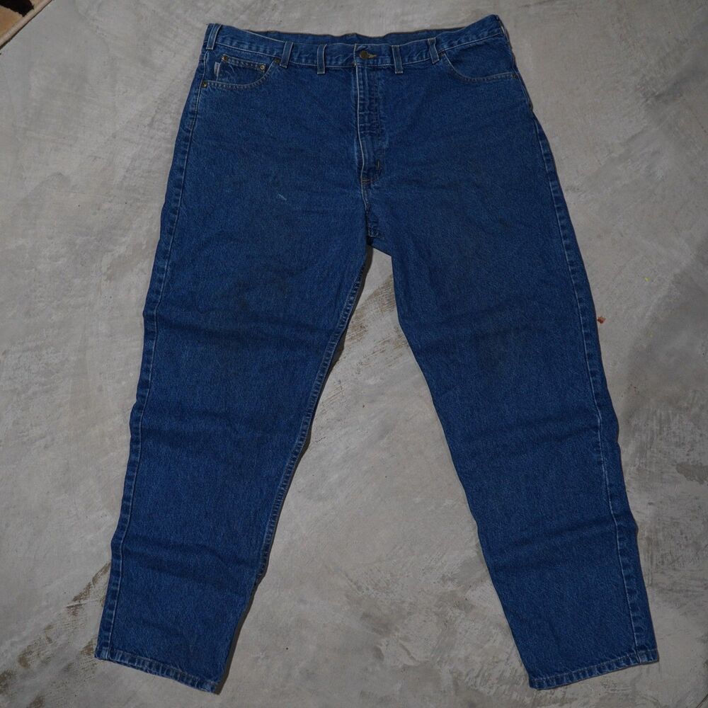 Carhartt B17 DST Jeans Mens 44x32 Relaxed Fit Tapered Leg Dark Stonewash Denim